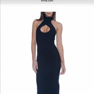 FEMME Black evening dress with keyhole cut out. XS